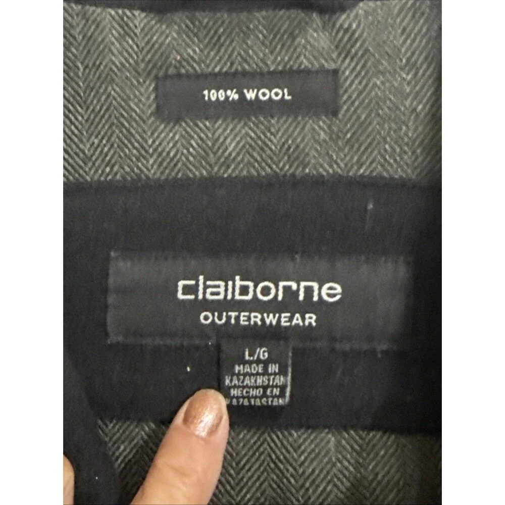 (W1)Liz Claiborne Men’s Wool Hidden Zipper Button Front Coat Size L Pockets - Picture 8 of 15
